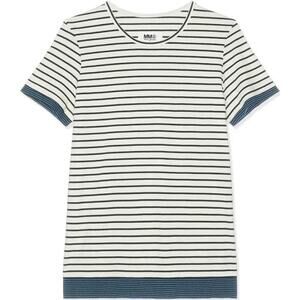 MM6 Maison Margiela Off-White Splice T-Shirt, Size L